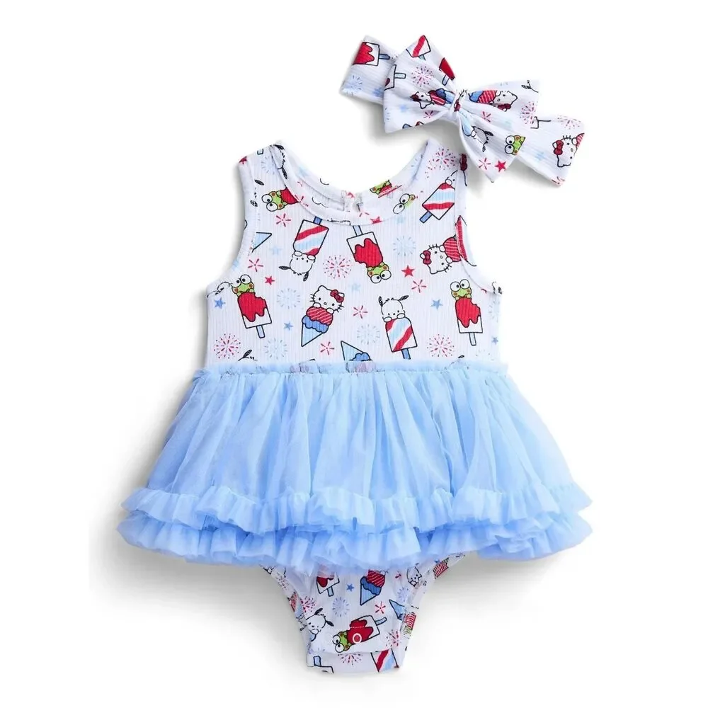 Hello Kitty & Friends Baby Girls Sleeveless  Print Tutu Dress headband 12 month